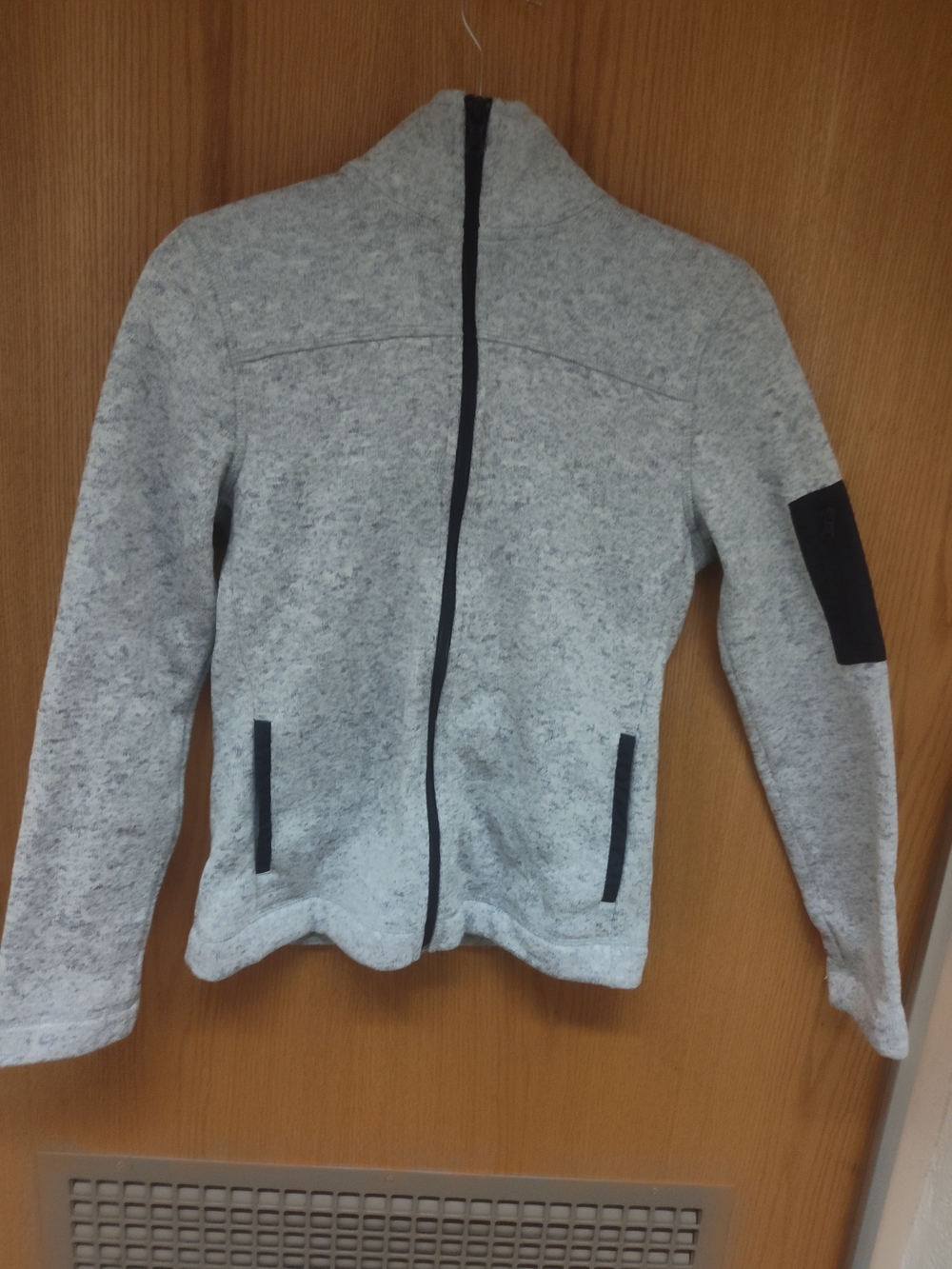 Nautica Light Gray Fleece Bomber Jacket with Black Trim
